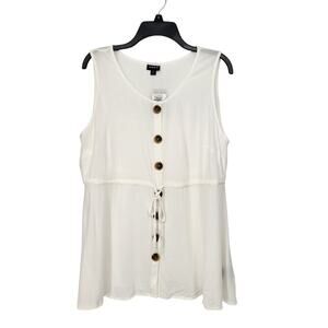 NWT Torrid White Sleeveless Lenny Buttoned Front Tie Plus Blouse Women's 00-10